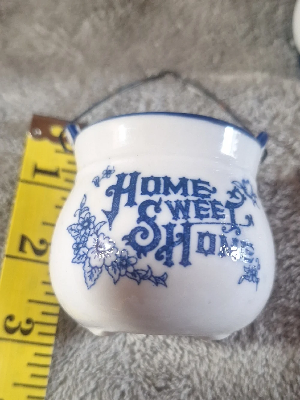 Vintage Blue & White 'Home Sweet Home' Ceramic Tea Set - Picture 4 of 10